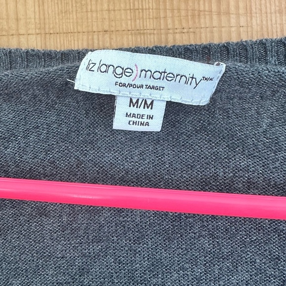 Liz Lange Maternity Dress Gray Knit With Waist Tie. Size Medium - Picture 3 of 7
